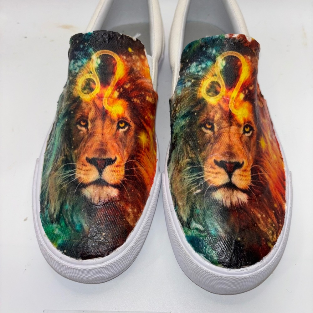 Puma Bari Z Slip-On Custom Galaxy Lion Leo Zodiac White Sneakers 384629-01 9.5